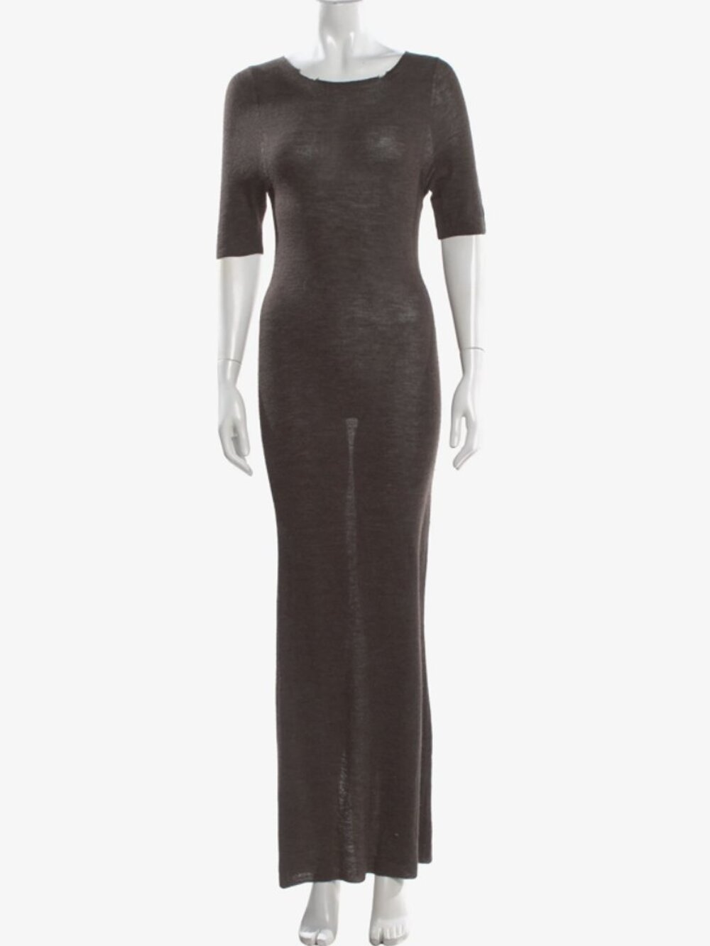 LAUREN MANOOGIAN Brown Merino & Silk Mid-Length Dress